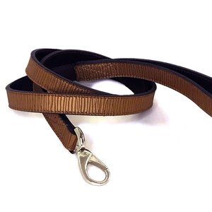 Brown Embossed Leather Leash, 4 ft